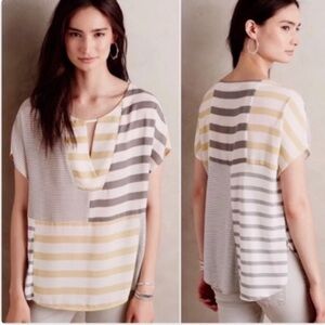 Anthropologie One September Madrigal Black White Striped Top